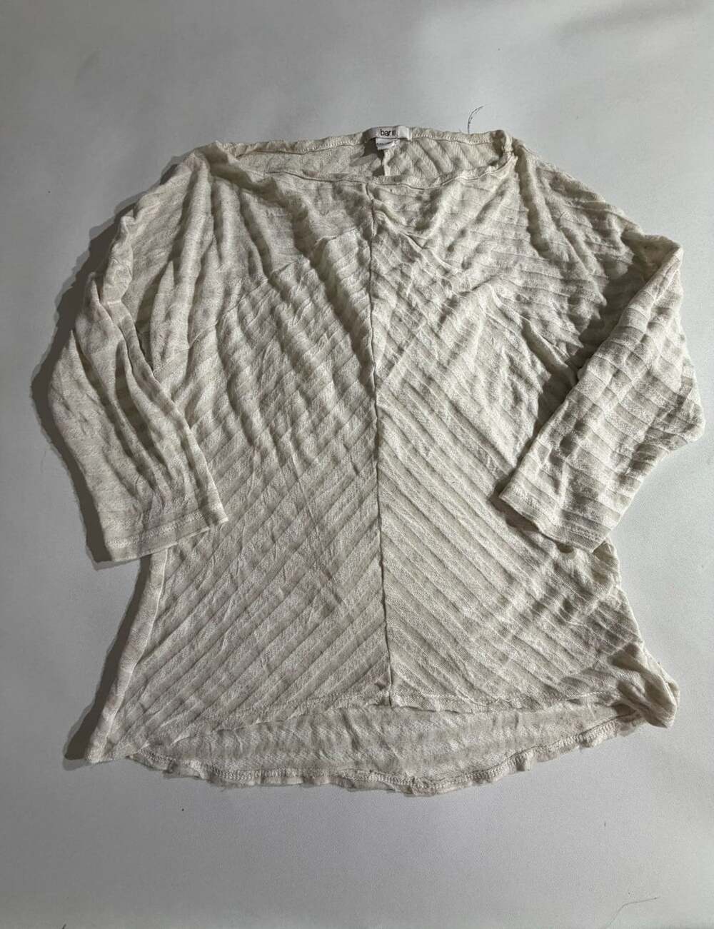 Bar III Cream Knit Sheer 3/4 Sleeve Top Womens Size Small
